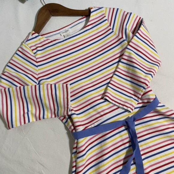 Crewcuts Girls Dress Size 12 Long Sleeve Tie Waist Striped Cotton Blend - Picture 6 of 9